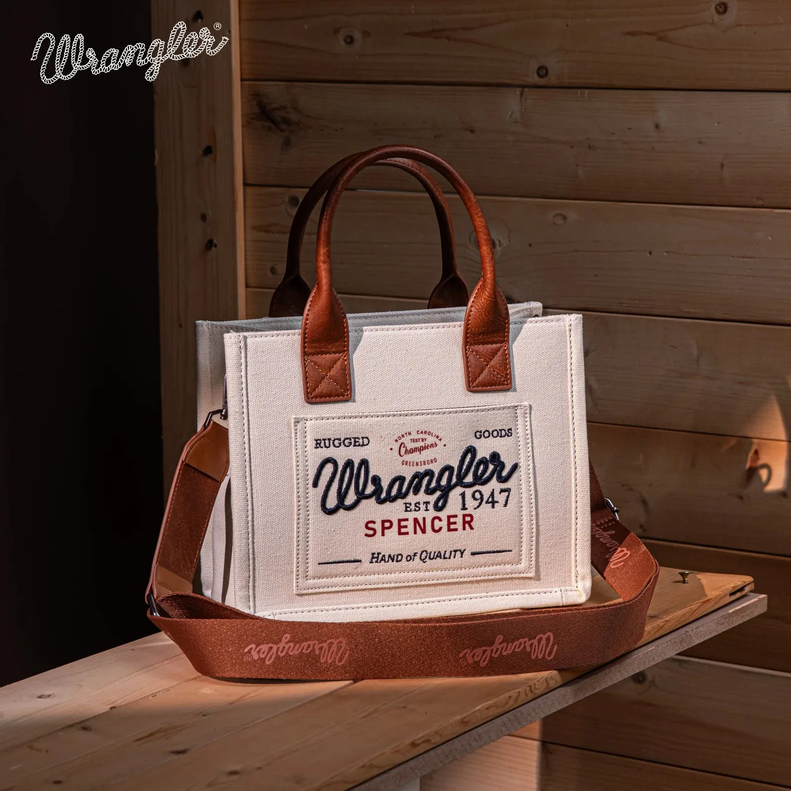 Vintage Wrangler Biege Canvas Tote Crossbody - WG136-8120SBG