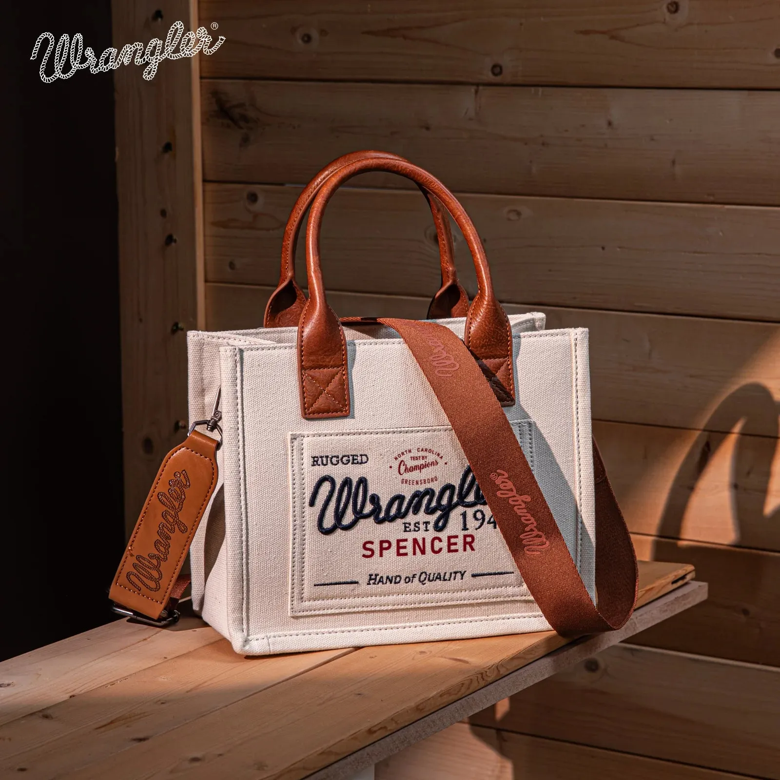 Vintage Wrangler Biege Canvas Tote Crossbody - WG136-8120SBG