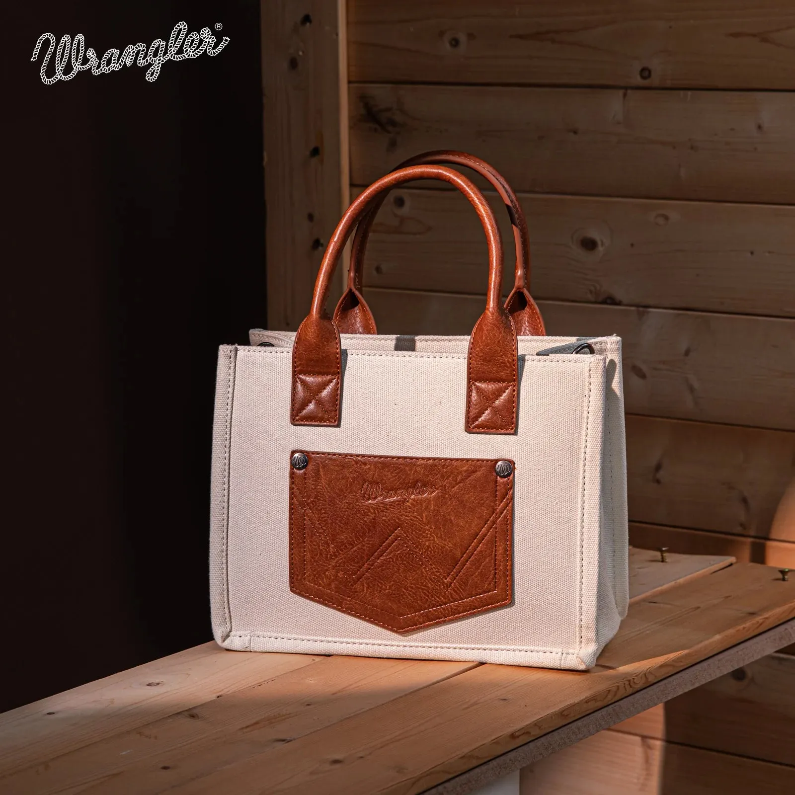 Vintage Wrangler Biege Canvas Tote Crossbody - WG136-8120SBG