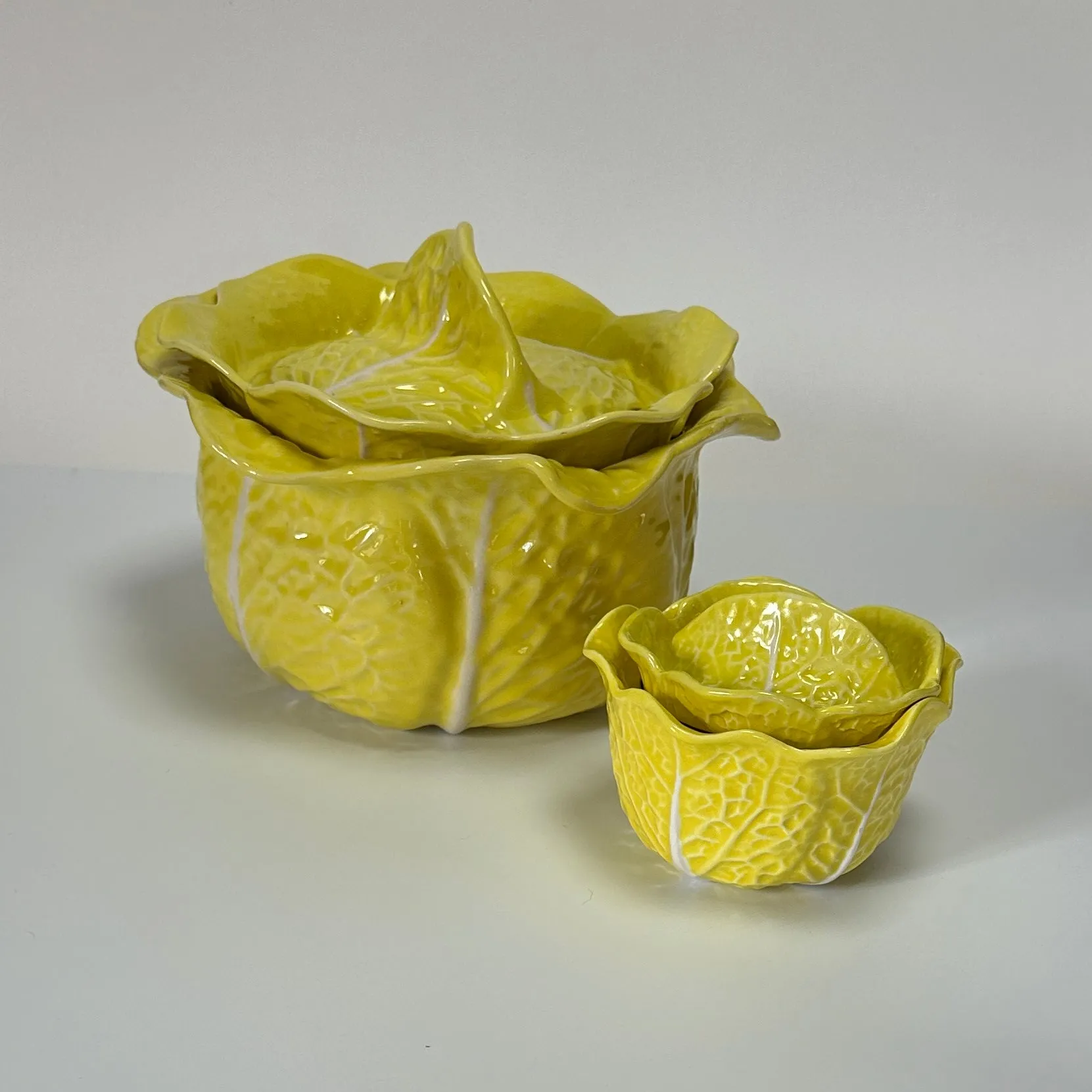 Vintage Yellow Ceramic Portuguese Tureen/Small Lidded Yellow Cabbage (Set of 2)