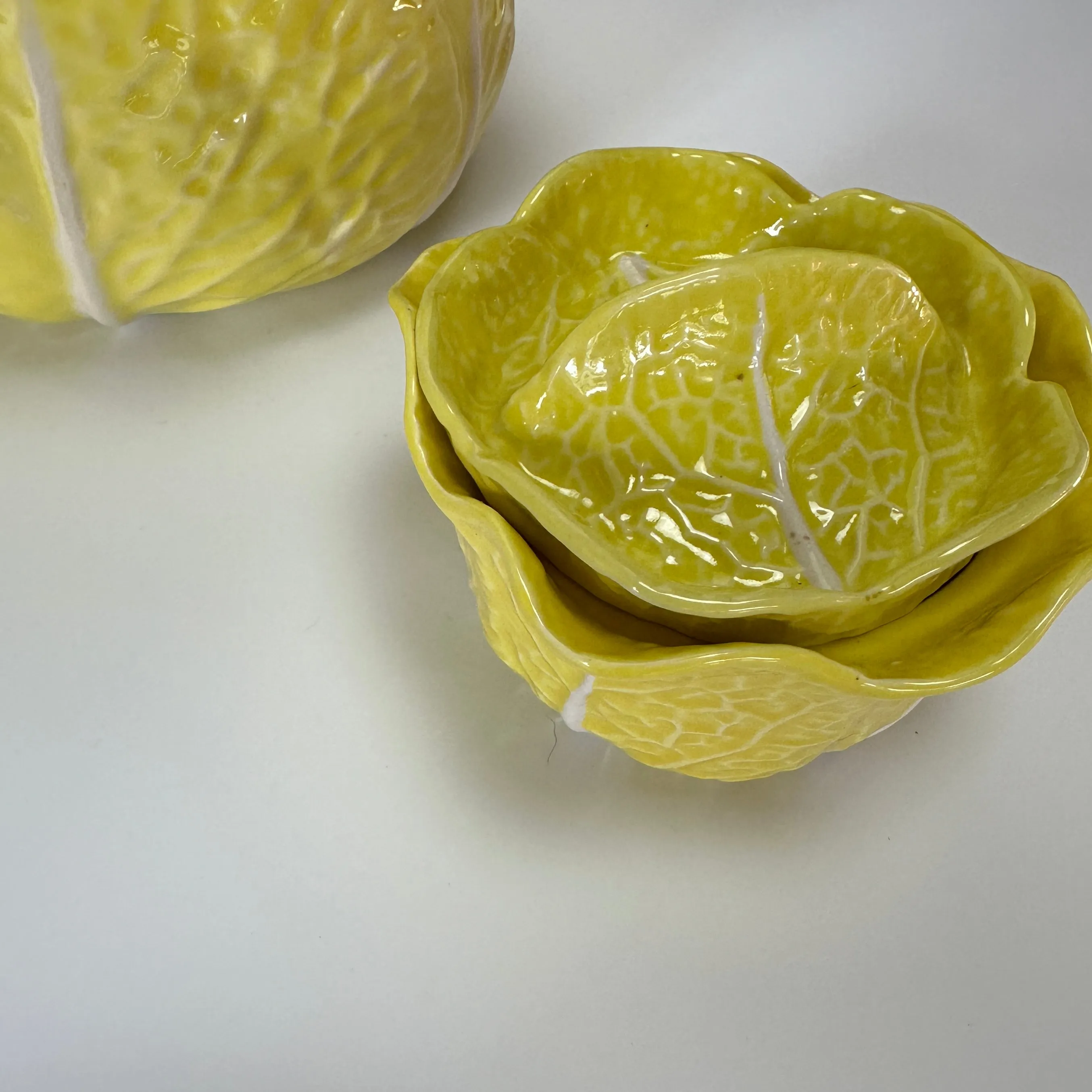 Vintage Yellow Ceramic Portuguese Tureen/Small Lidded Yellow Cabbage (Set of 2)