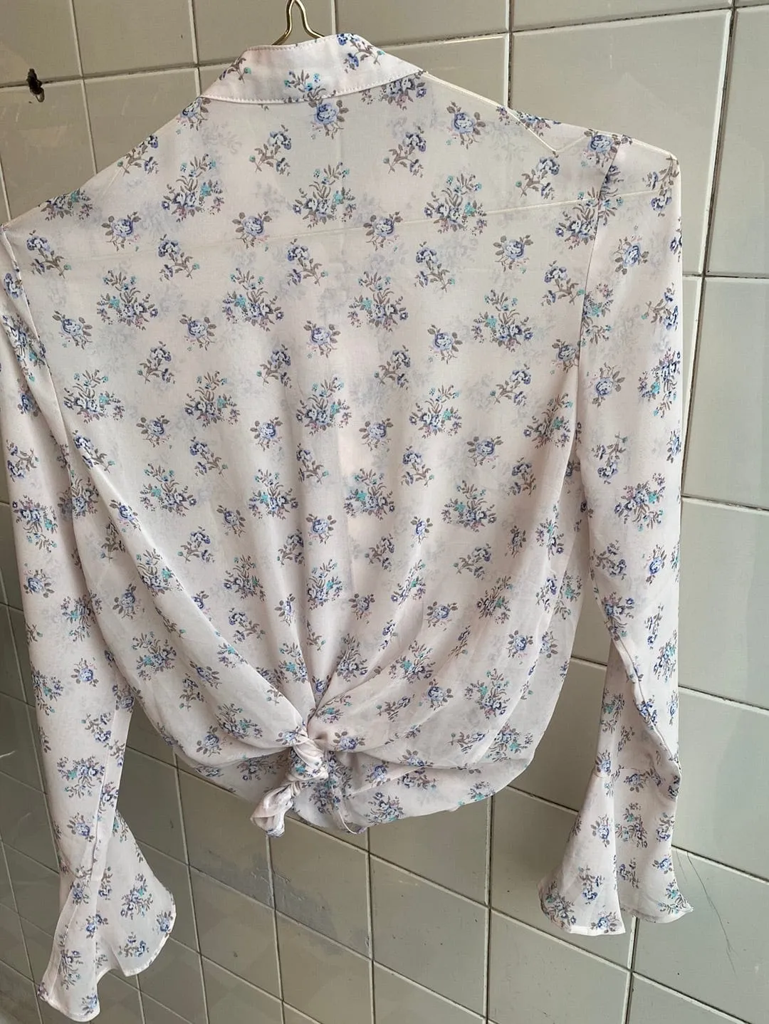 Vintagebluse - Trompetermer, str XXS