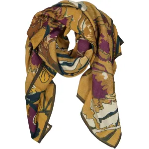 VIOLA - yellow macro floral vintage printed hand made scarf