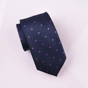 Violet Croc Skin Patterned Purple Polka Dots Modern Woven Tie 3"