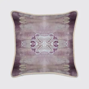 Violet Pink With Floral Pattern Silk Cushion