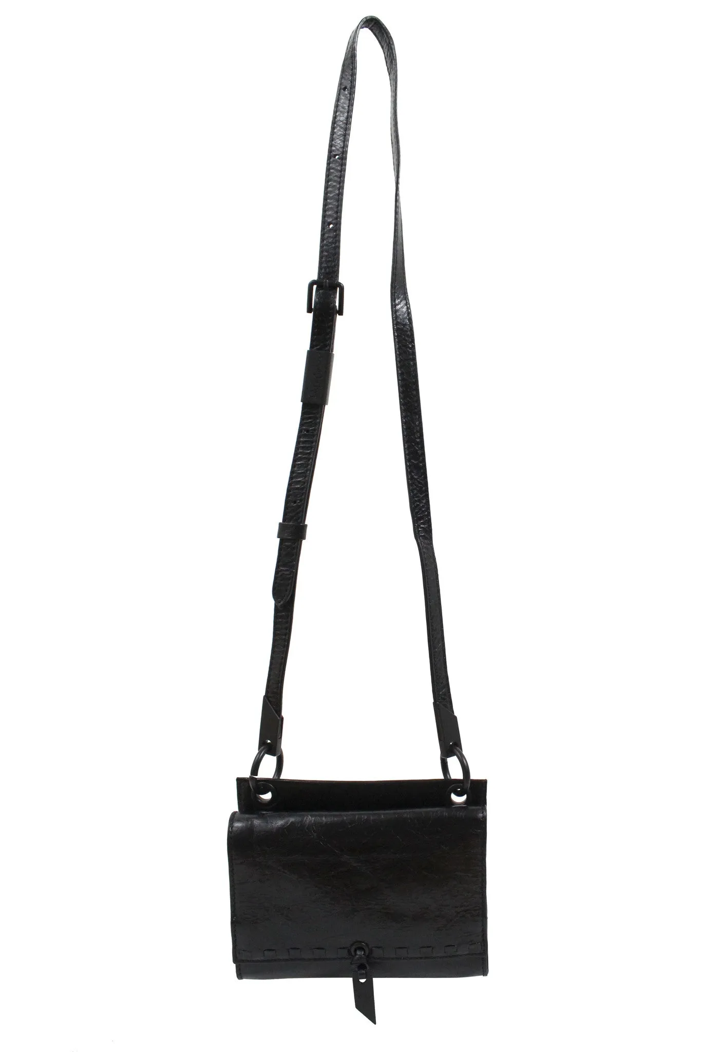 Violetta Flat Crossbody in Black