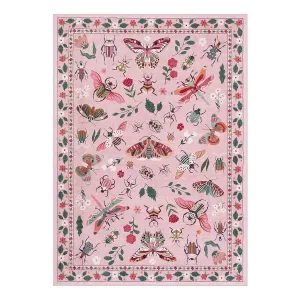 Vionnet Modern Parisian Insect Light Pink Area Rug