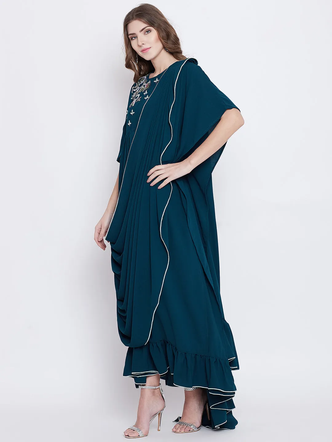 VIRIDESCENT SWAG DRAPED KAFTAN