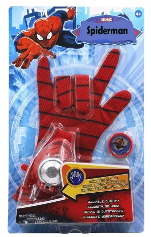 Virtual World Spiderman Action Figure Super Hero Web Disc Shooter with Wearable Glove Web Shooter (Red)