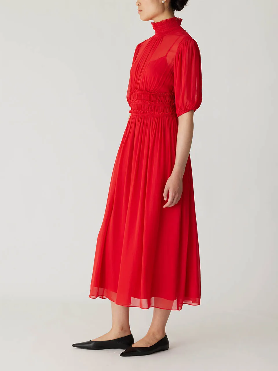 Viscose Chiffon Smocked Waist Dress