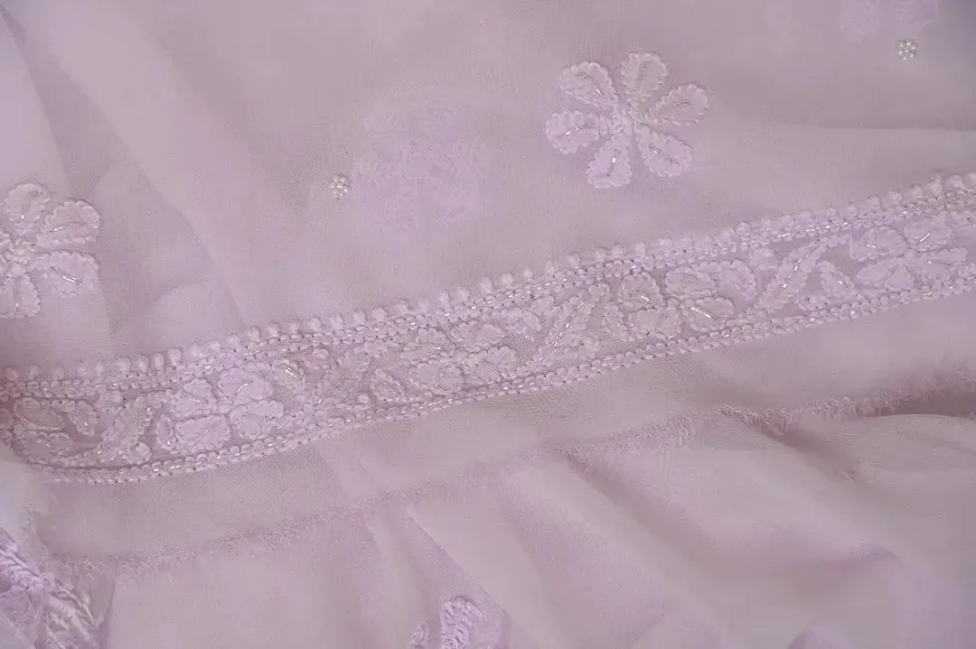 Viscose Chikankari Length with Dupatta - Lilac