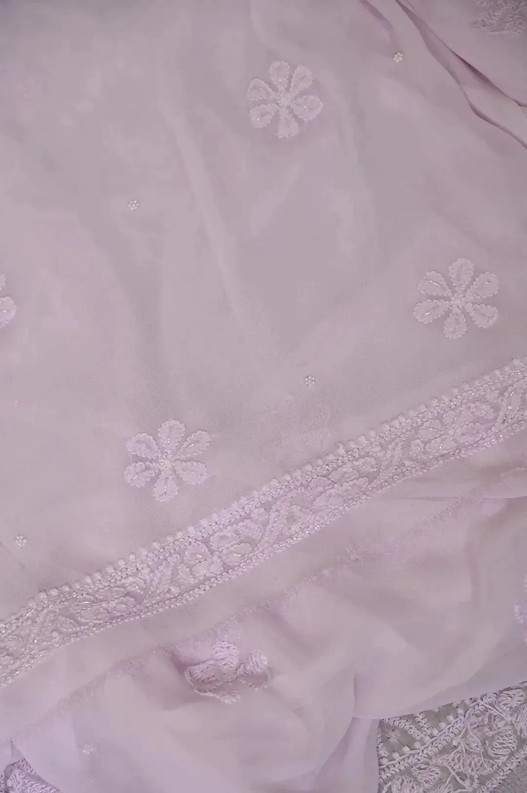 Viscose Chikankari Length with Dupatta - Lilac