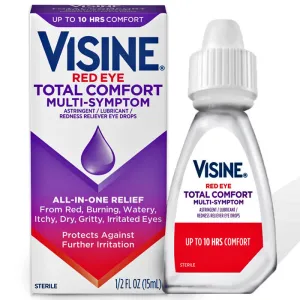 Visine Red Eye Total Comfort Multi-Symptom Eye Drops All-in-One for Red, Itchy, & Dry Eyes