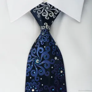 Vito Rufolo Silk Tie Medallions On Blue With Sparkling Rhinestones