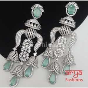 Viva CZ Mint Green Designer Fusion Earrings