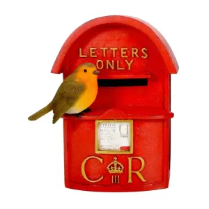 Vivid Arts 18cm Red Letter Box with Robin Ornament