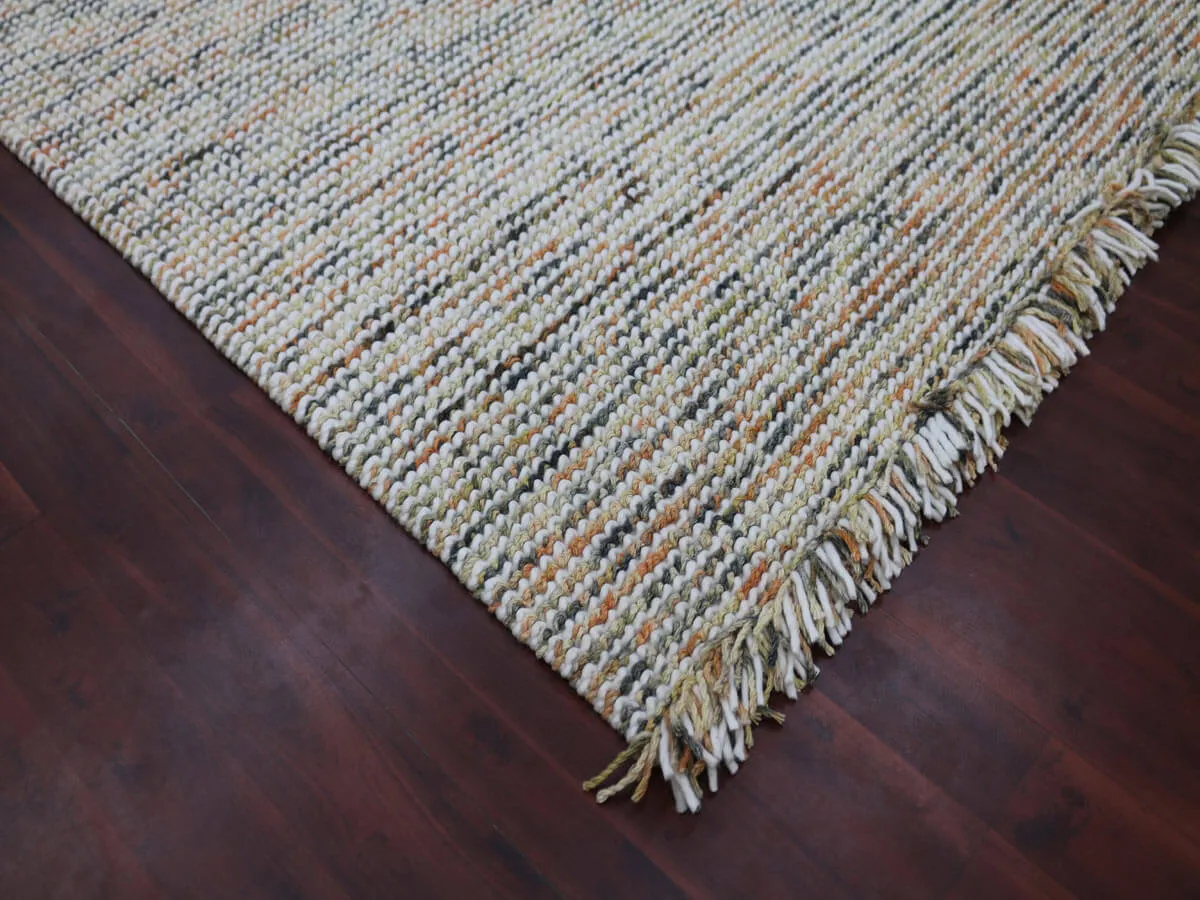 Vivid Modern Orange Hand-Woven Rug 5'x7'6"