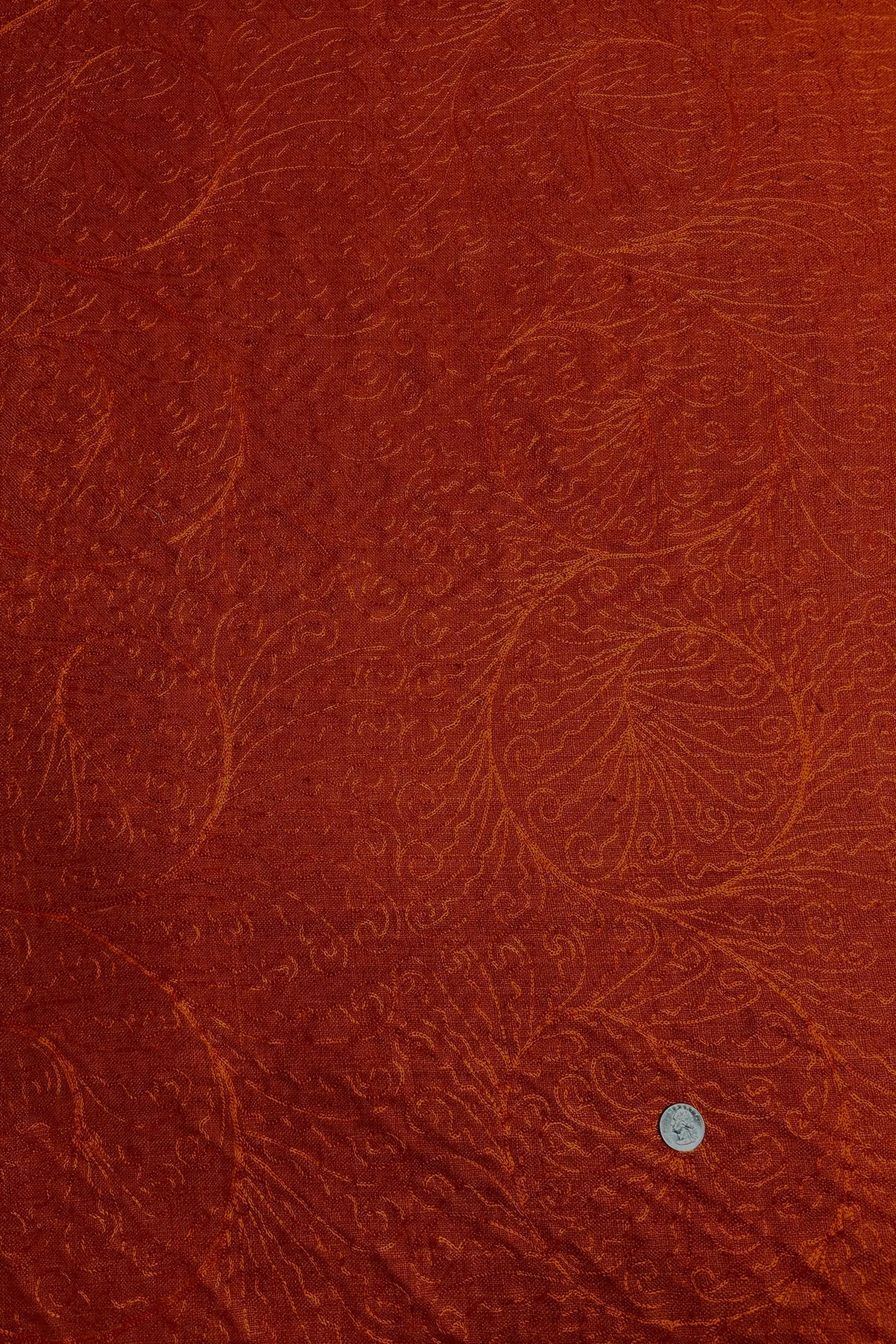 Vivid Orange Embroidered Silk Linen MEMT-026-11