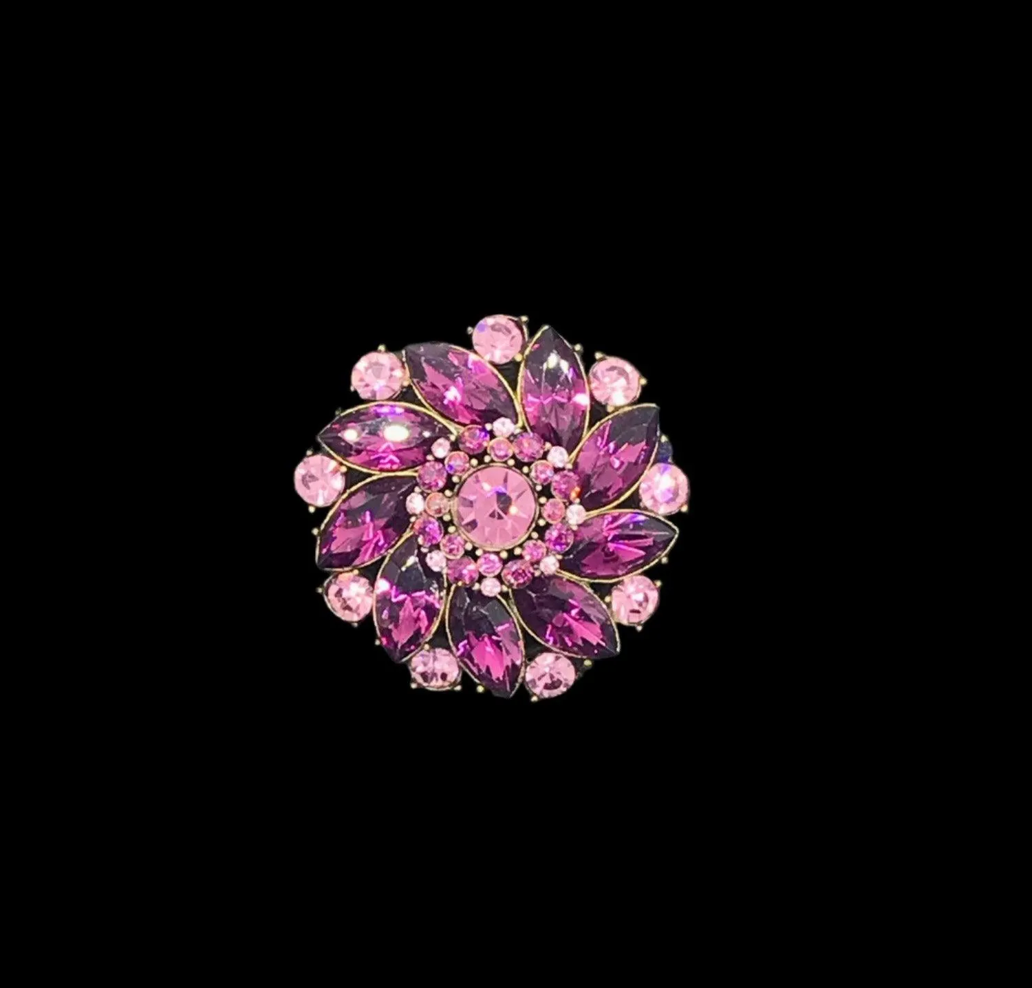 Vivid Purple and Pink Vintage Rhinestone Brooch