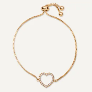 Vivienne Heart Drawstring Bracelet In Gold-Tone