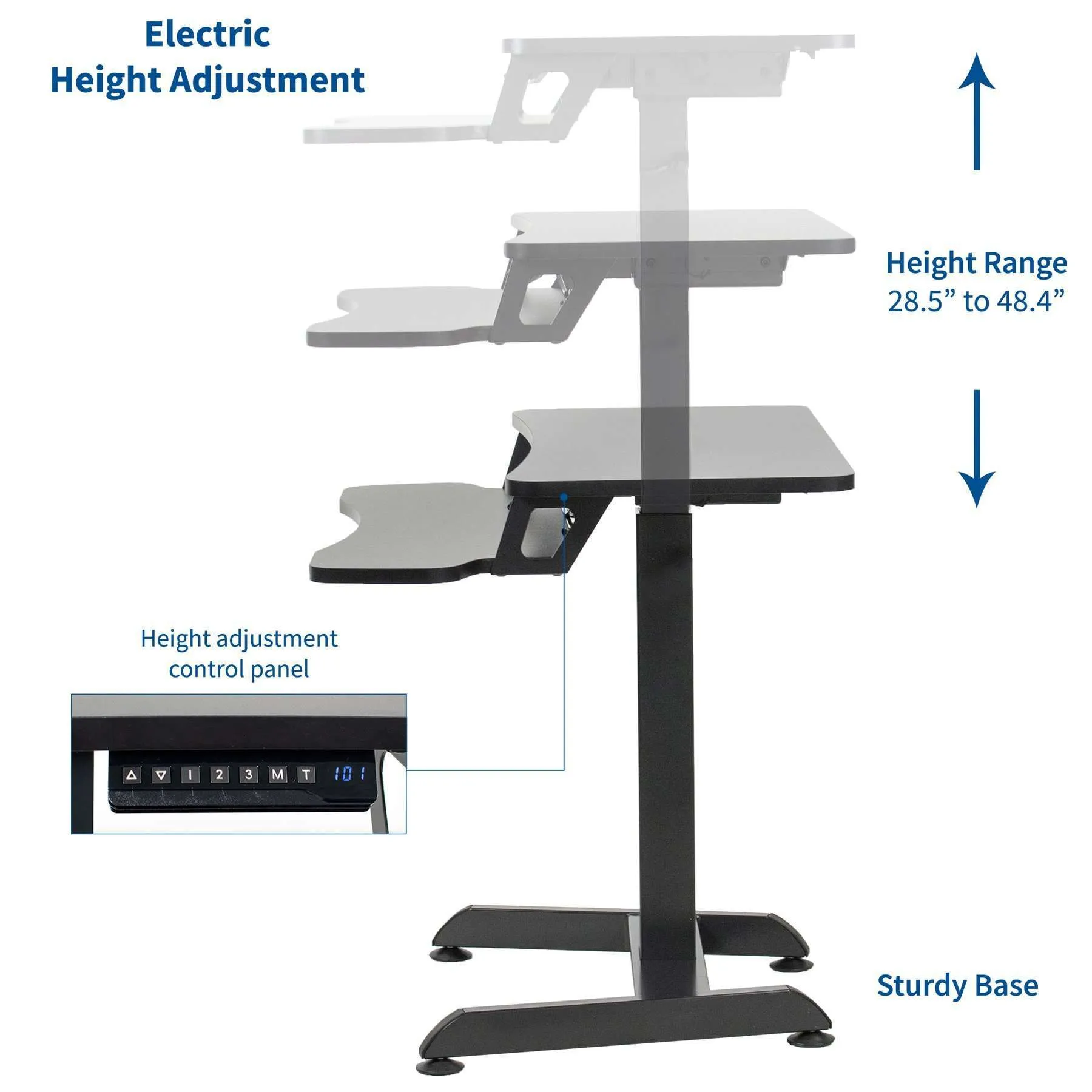 VIVO Black Electric Height-Adjustable Tall Standing Monitor Sit-Stand Desk,  DESK-V111B