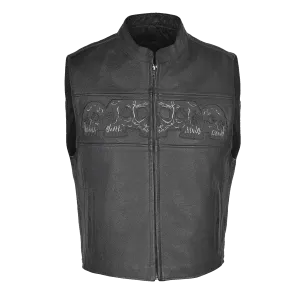 VL935 Vance Leather Men's Reflective Skull Vest