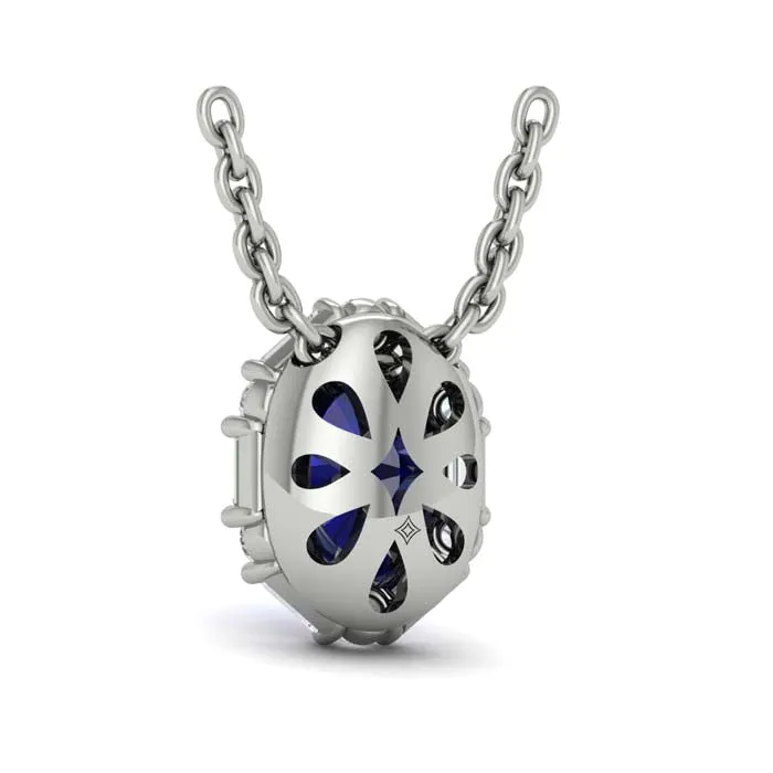 Vlora Adella Sapphire and Diamond Pendant Necklace in 14K White Gold