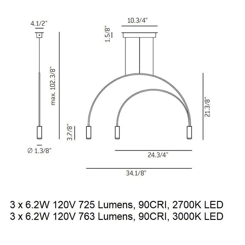 Volta Triple Pendant Light