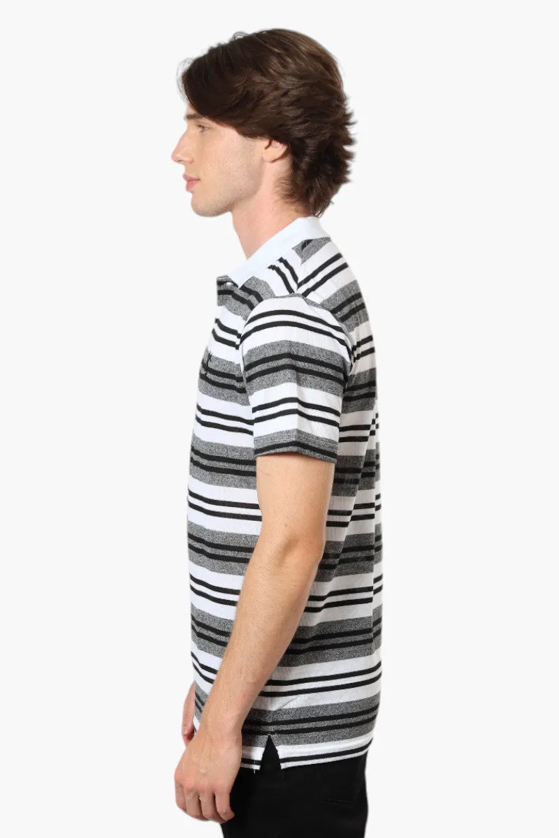 Vroom & Dreesman Striped Button Up Polo Shirt - Grey