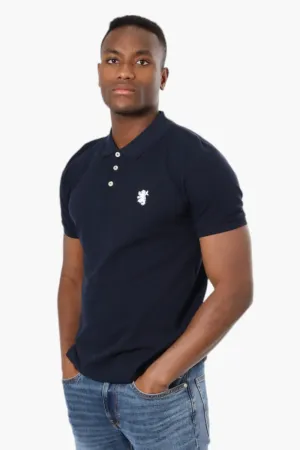 Vroom & Dreesmann Button Up Knit Polo Shirt - Navy