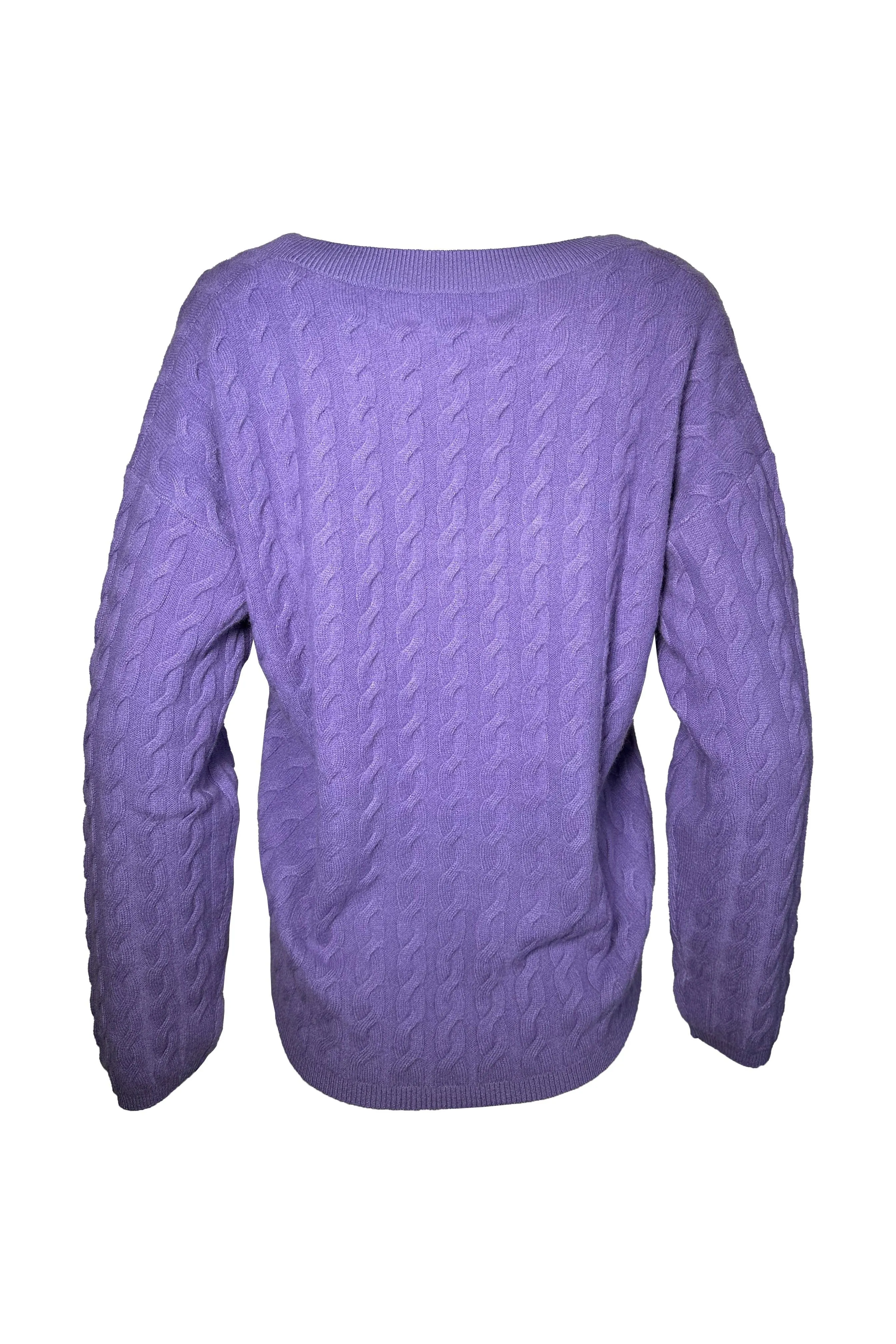 W. Cashmere Stetson Cable Knit V-Neck Pullover 24FHA0101R1 | Grape