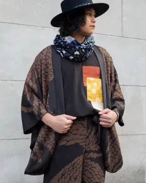 Wa-Modern, Haori, Brown with Light Brown Nawa