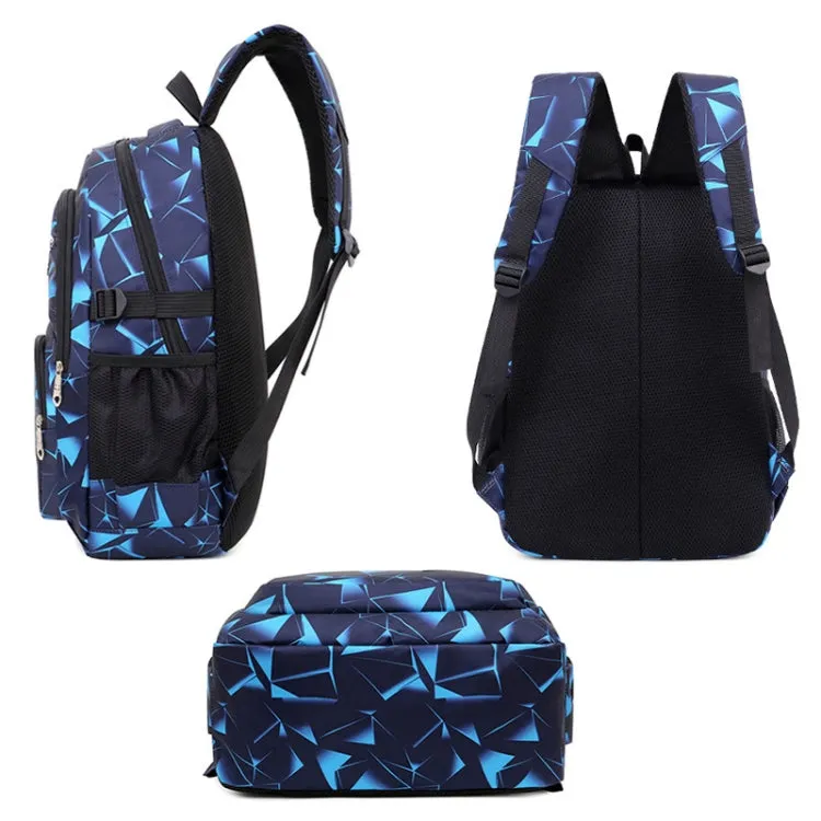 WA208 3 In 1 Diamond Print Canvas Backpack Shoulder Bag Student Schoolbag(Blue)