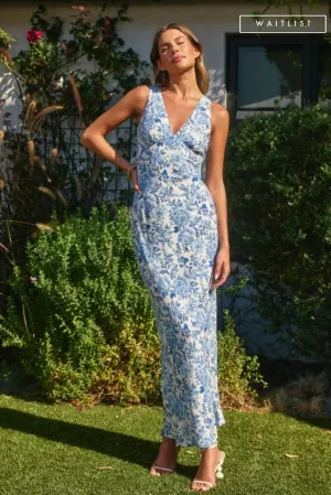 Waitlist 1/20 ♥ Bonnie Sleeveless Floral Print Maxi Dress Blue