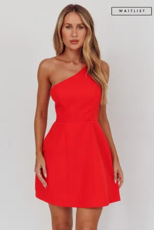 Waitlist 12/7 ♥ Kendall Sleeveless One Shoulder Mini Dress Red