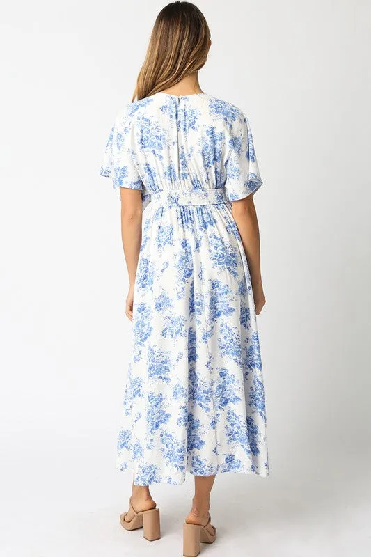 Waitlist 2/20 ♥ Debbie Kimono Sleeve Floral Print Maxi Dress Blue