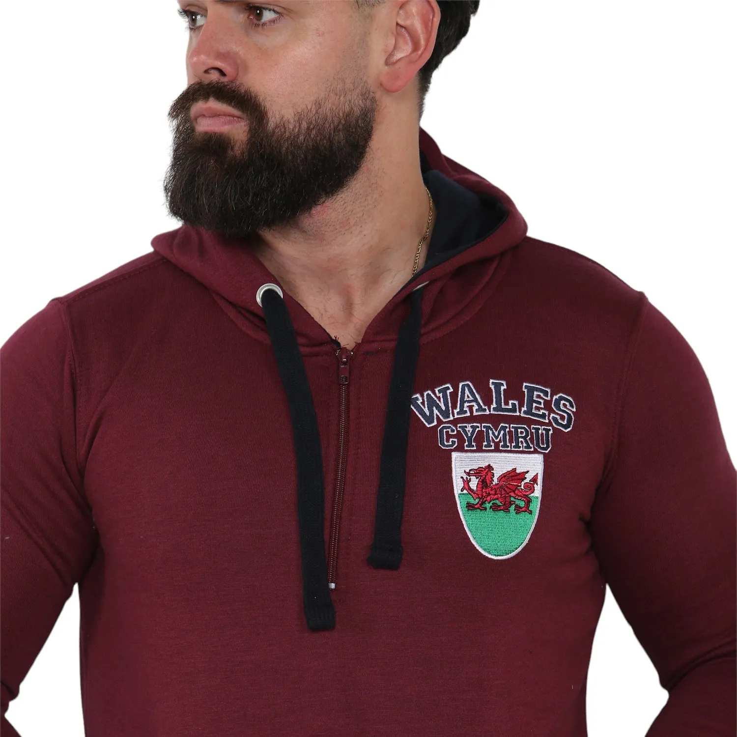 Wales Cymru Mens 1/4 Zip Flag Hoodie