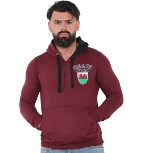 Wales Cymru Mens 1/4 Zip Flag Hoodie