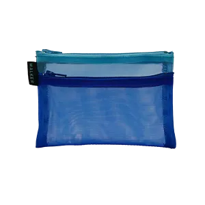 Walker Bags Color Mesh Double Zip Case  – Blue Aqua – 3.5" x 5"