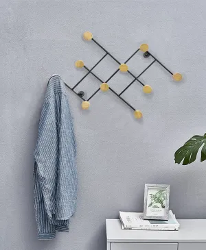 Wall Mounted Coat Rack /Hanger,10 Wooden Hooks