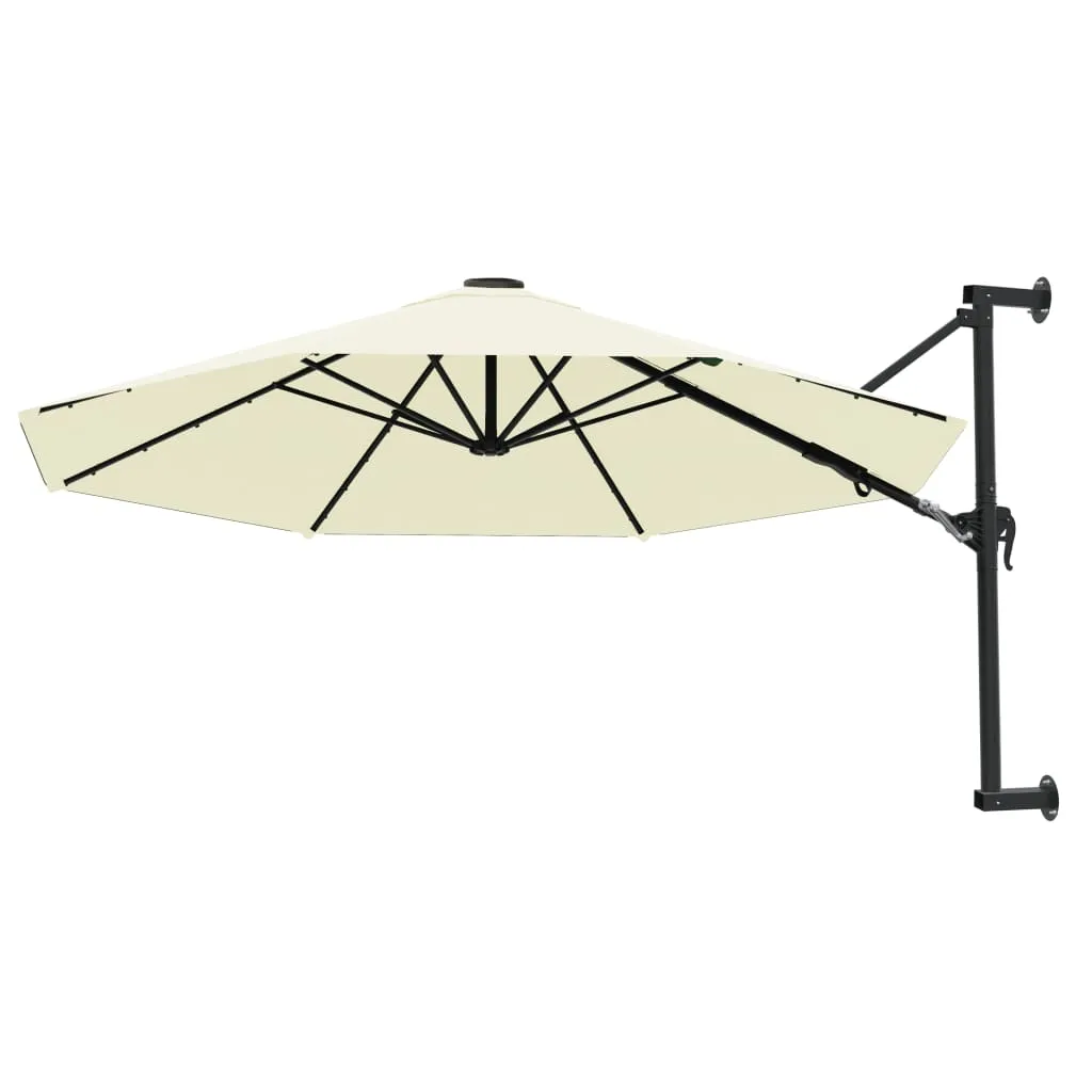 Wall-Mounted Garden Parasol with Metal Pole 300 cm Sand