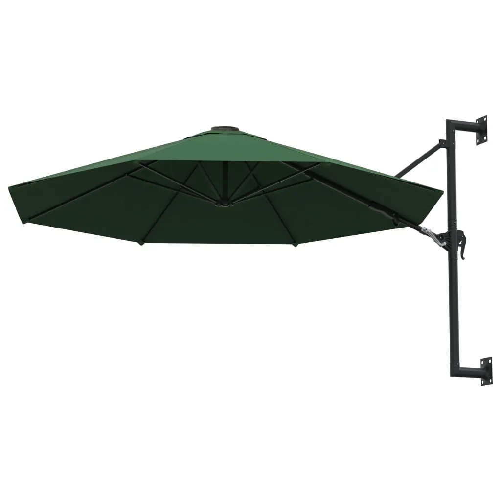 Wall-Mounted Parasol with Metal Pole 300 cm Green