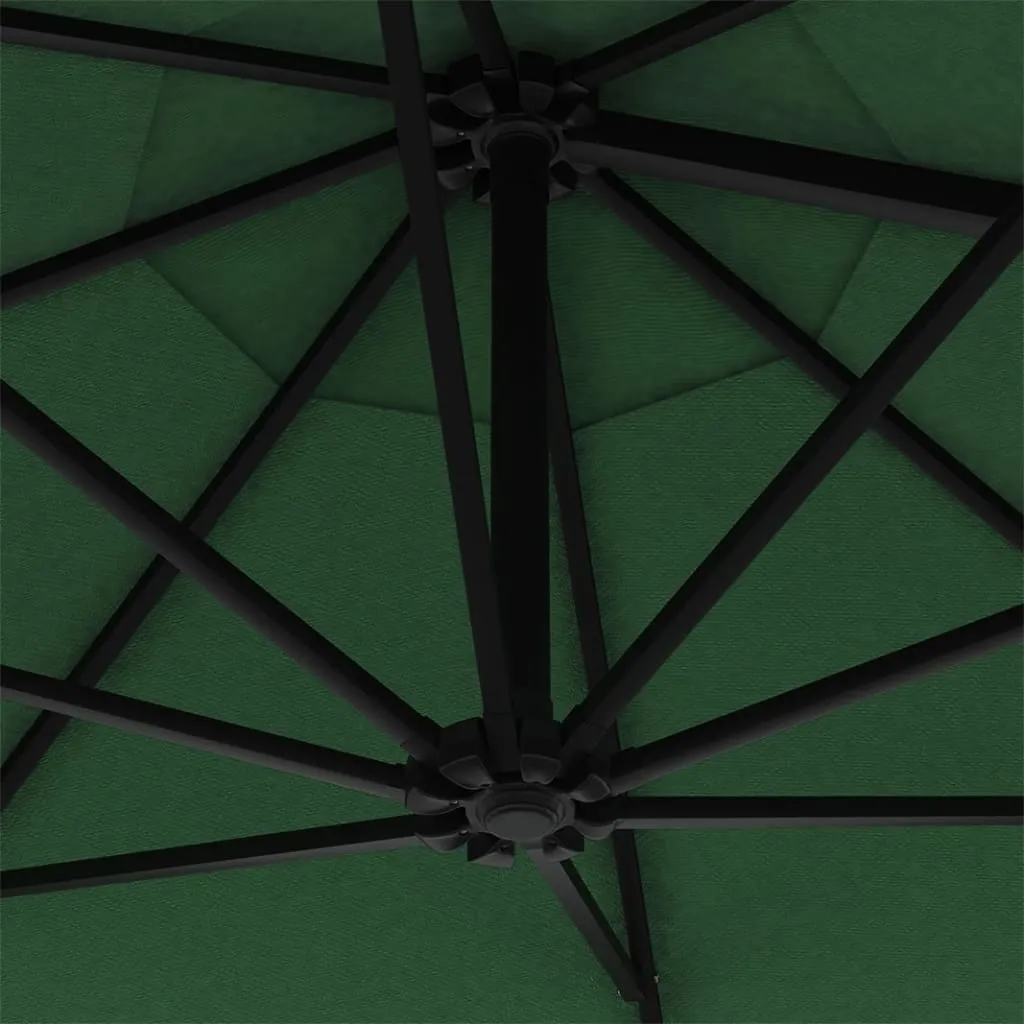 Wall-Mounted Parasol with Metal Pole 300 cm Green