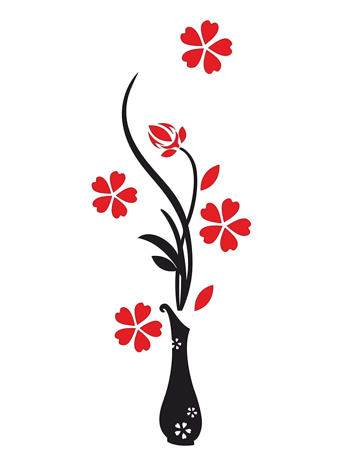 Walltech Set of 2 Wall Sticker Flower Vase Red and Magical Tree Wall Sticker