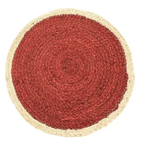 Walton & Co 35cm Red Circular Jute Placemat With Border