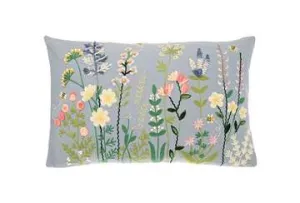 Walton & Co 50cm Embroidered Meadow Cushion 100% Cotton