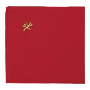 Walton & Co Set of 2 Red Embroidered Holly Berry Napkin