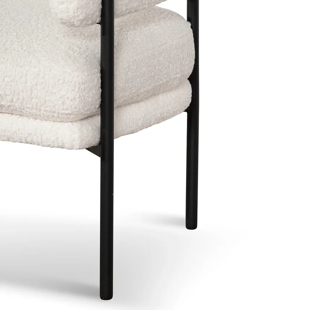 Walton Ivory White Sherpa Armchair - Black Legs