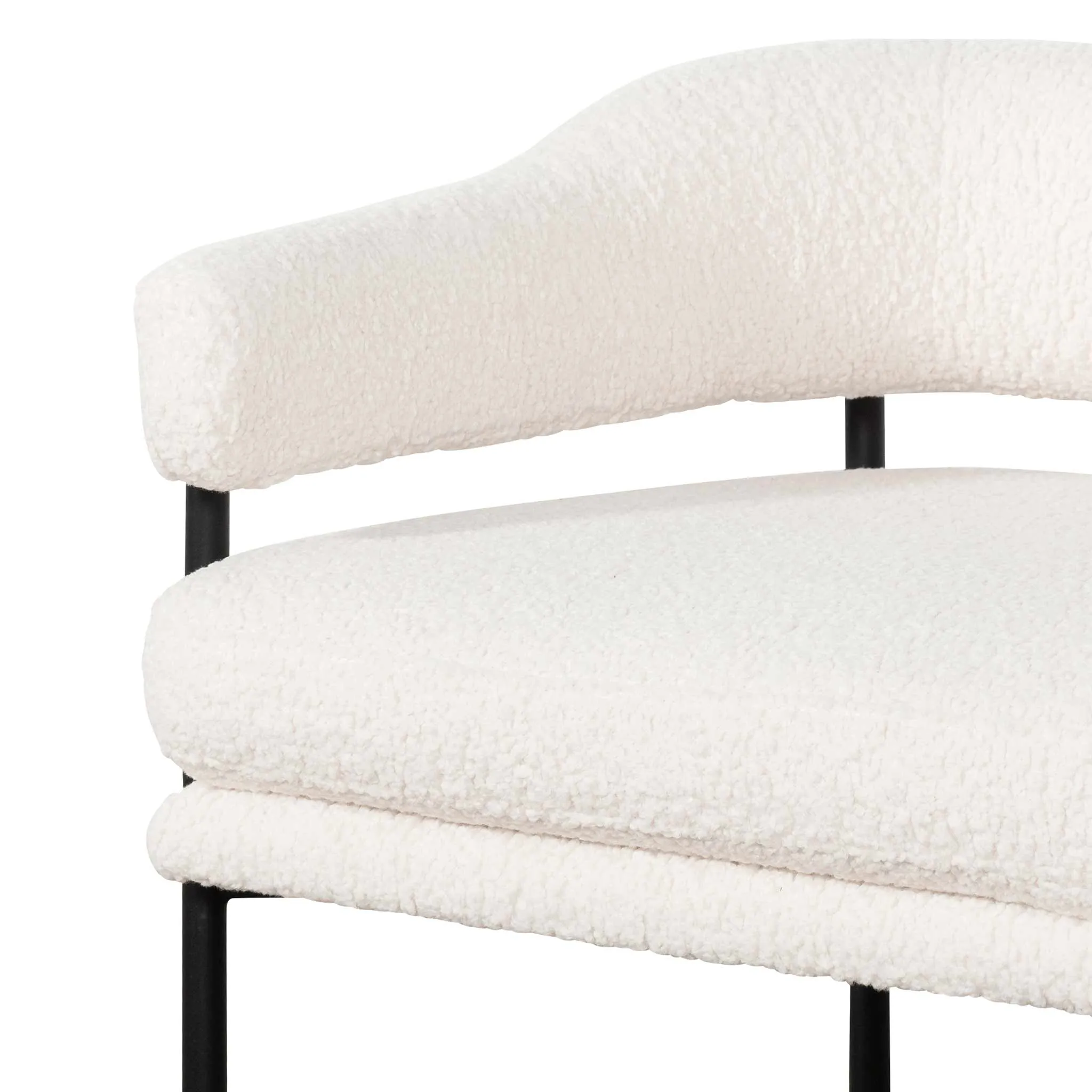 Walton Ivory White Sherpa Armchair - Black Legs