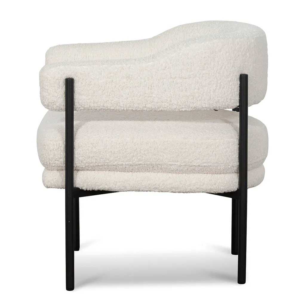 Walton Ivory White Sherpa Armchair - Black Legs